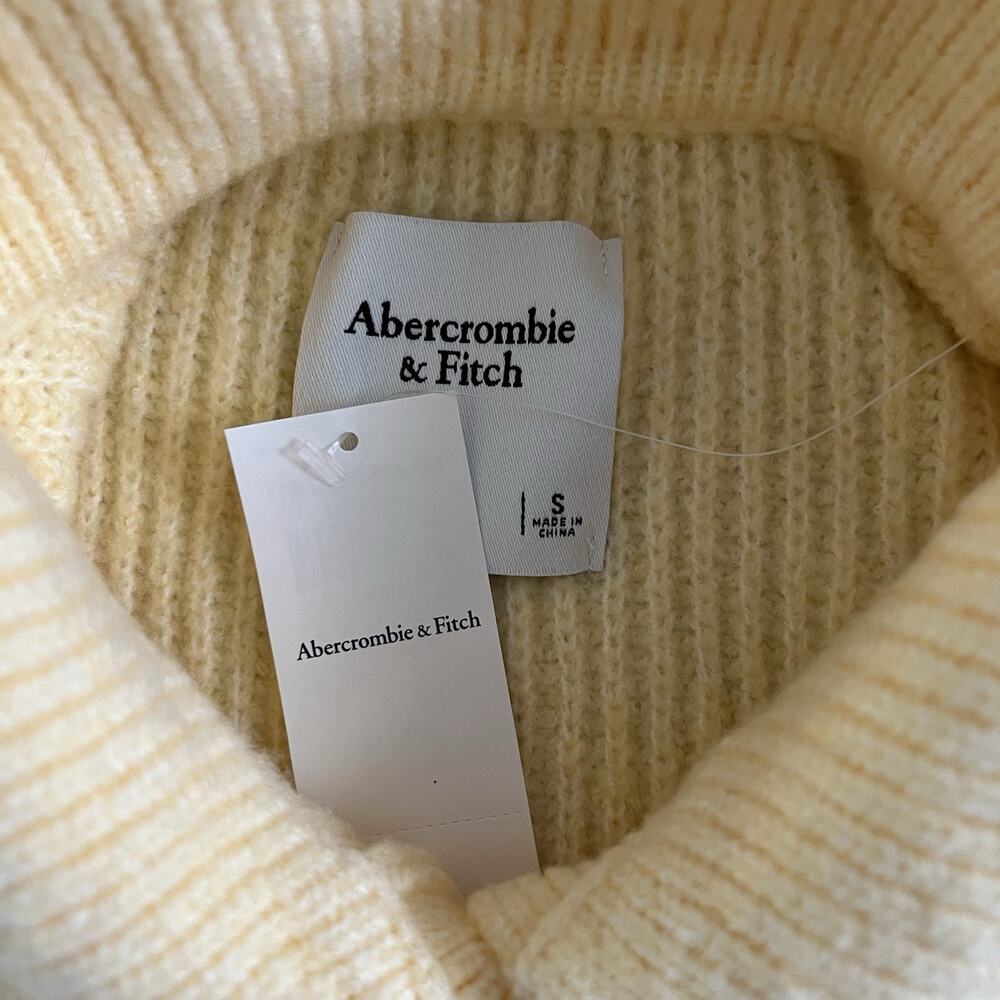 NWT Abercrombie & Fitch Ribbed Collared Yellow Cardigan Sweater - Picture 5 of 6